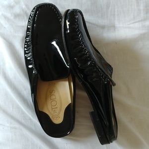 Tod's Black Patent Leather Slide Mules Size 36 5.5